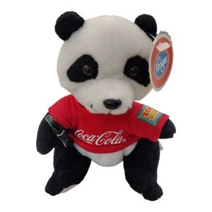 Vtg 1999 Coca-Cola Panda Bear Bean Bag Plush Zoo Atlanta Kroger Coke Shirt